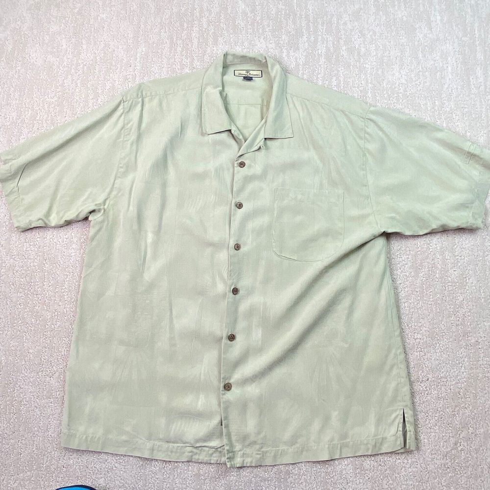 Tommy Bahama Inwood Bank Button Up Shirt Adult XL Beige Short Sleeve*
